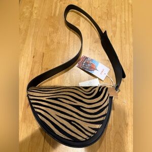 Stunning NWT ISADORA Zebra Hair-Calf Italian Leather Bag